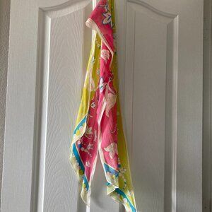 Authentic Vintage Emilio Pucci Vibrant Pink, Chartreuse Green, Blue silk scarf